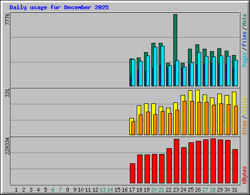 Daily usage for December 2025
